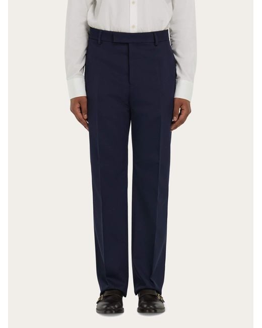 Ferragamo Blue Wide Leg Chevron Trouser for men