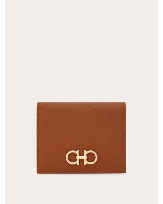Ferragamo Brown Gancini Compact Wallet