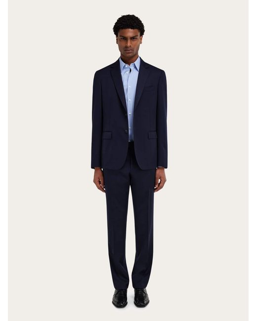 Ferragamo Blue Wool And Cashmere Faille Suit for men