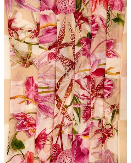 Ferragamo Pink Gaia Print Shawl
