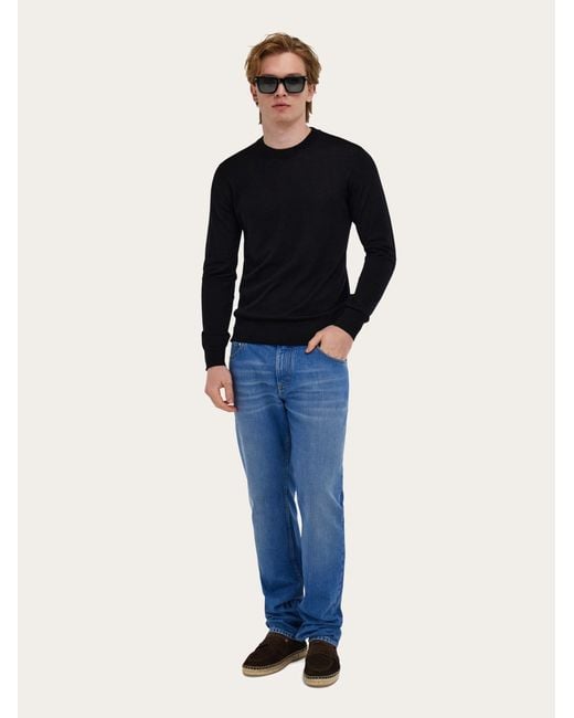 Ferragamo Blue Crew Neck Pullover for men