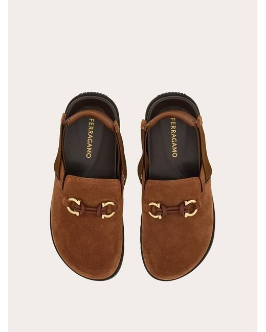 Uomo Mule Con Morsetto Gancini Taglia di Ferragamo in Brown da Uomo