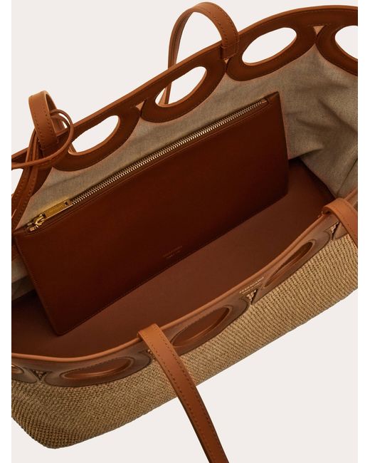Ferragamo Natural Gancini Outline Tote Bag (L)