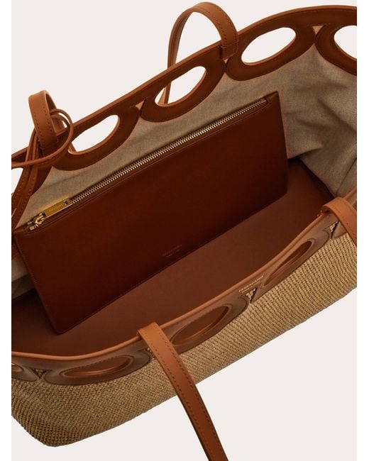 Ferragamo Natural Gancini Outline Tote Bag (L)