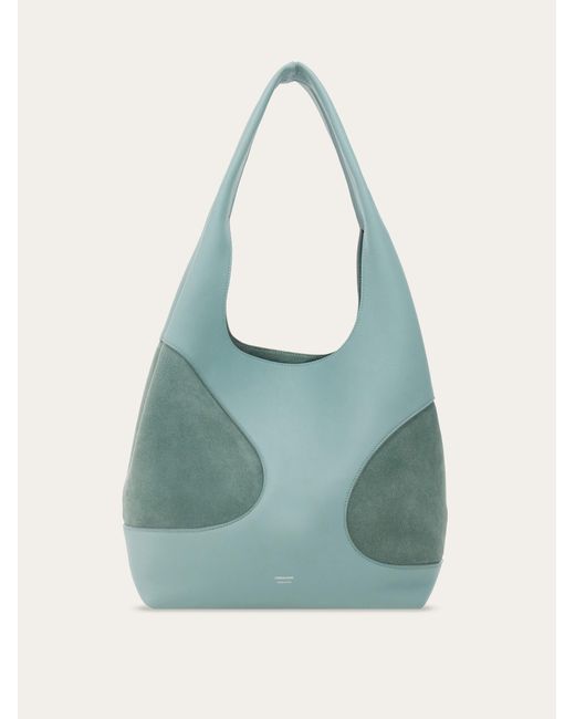 Ferragamo Blue Hobo Bag With Cut-out Detailing