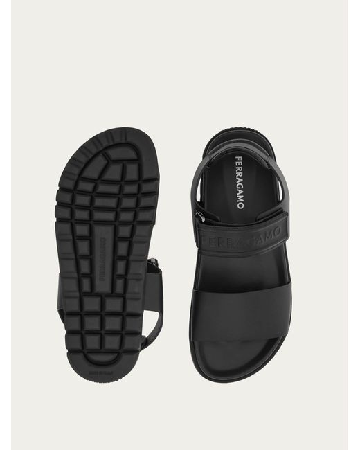 Ferragamo Herren Sandale Mit Doppeltem Riemen Größe in Black für Herren