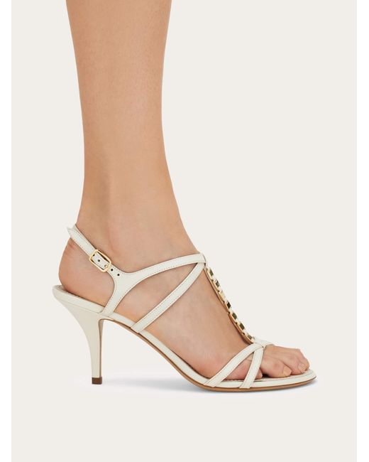 Ferragamo Natural Vara Chain T-Strap Sandal