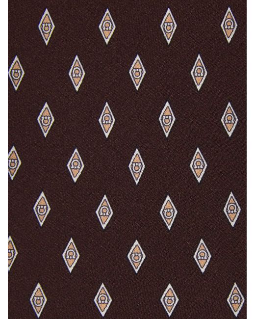 Ferragamo Brown Micro Gancini Print Silk Tie for men