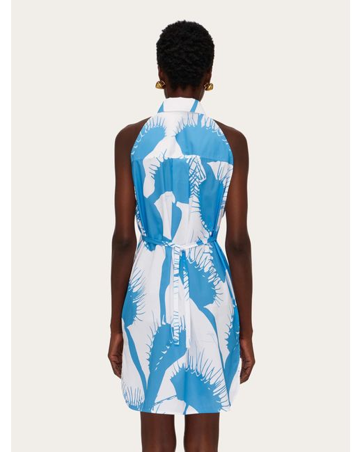 Ferragamo Blue Venus Print Mini Dress
