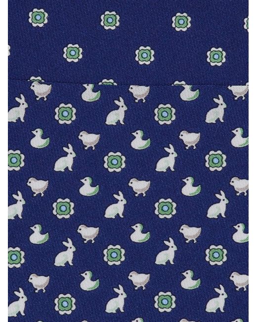Ferragamo Blue Charms Print Silk Tie for men