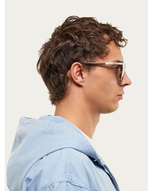 Ferragamo Gray Rectangular Frame Sunglasses for men