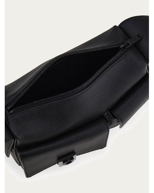 Ferragamo Black Utility Crossbody Bag With Hug Buckle for men