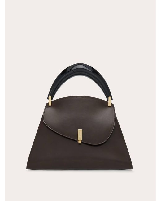 Ferragamo Black Geometric Handbag With Sculptural Handle