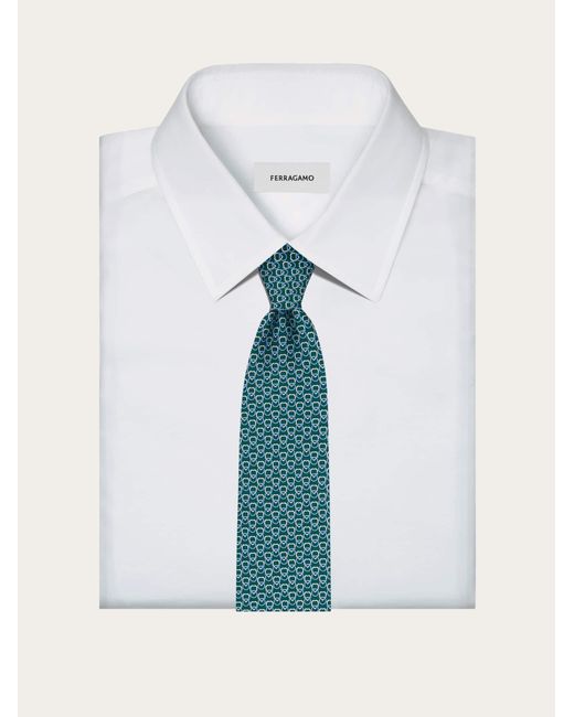 Ferragamo Herren Seidenkrawatte Mit Herzen-Print in Blue für Herren