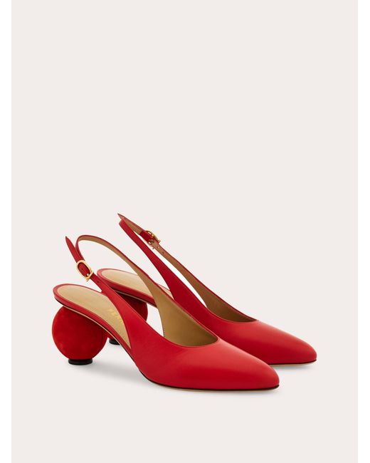 Mujer Slingbacks Tacón Esférico Rojo Talla .5 Ferragamo de color Red