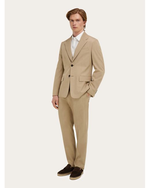 Ferragamo Natural Silk And Wool Tailored Trouser for men