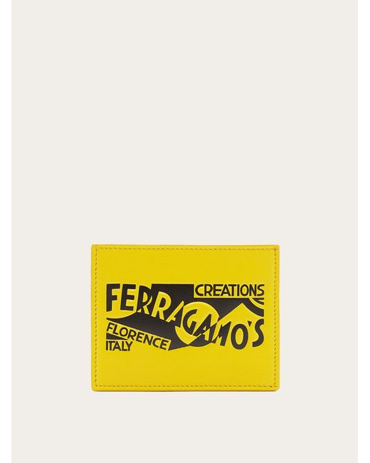 Ferragamo Yellow Credit Card Holder With Logo for men