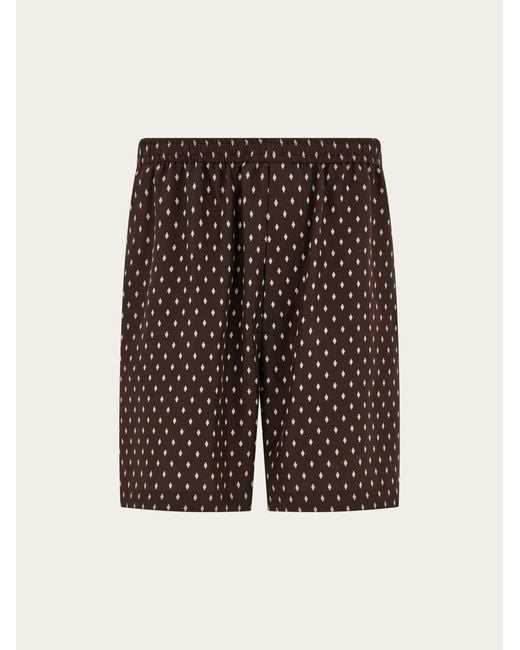 Ferragamo Brown Silk Bermuda Shorts for men