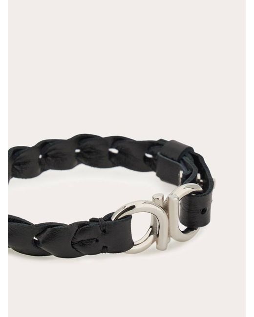 Ferragamo White Braided Gancini Bracelet for men