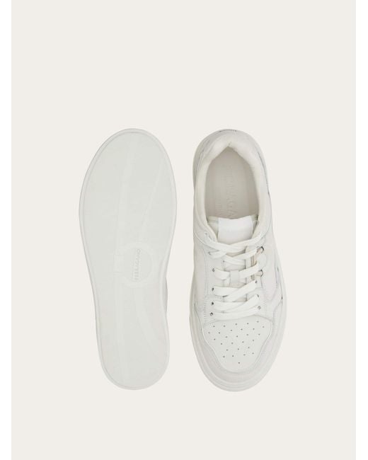 Ferragamo White Gancini Sneaker for men
