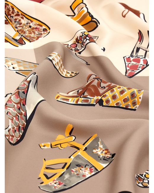 Ferragamo Natural Genio Print Silk Scarf