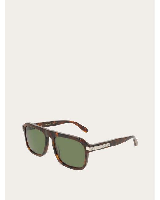 Ferragamo Green Rectangular Frame Sunglasses for men