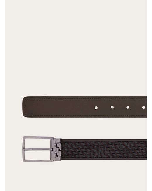 Ferragamo White Reversible And Adjustable Gancini Belt for men