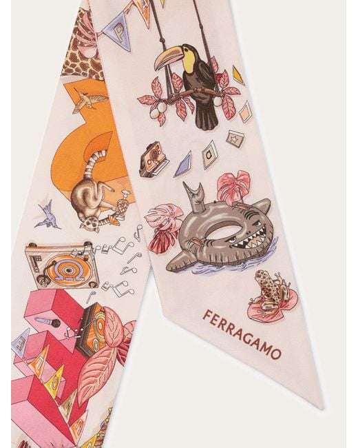 Ferragamo White Jungle Party Print Silk Mini Bandeau