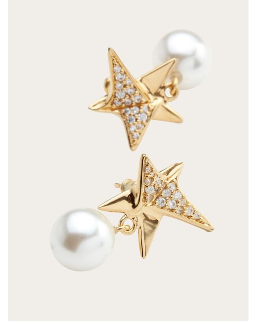 Ferragamo Natural Women Star Earrings With Crystals