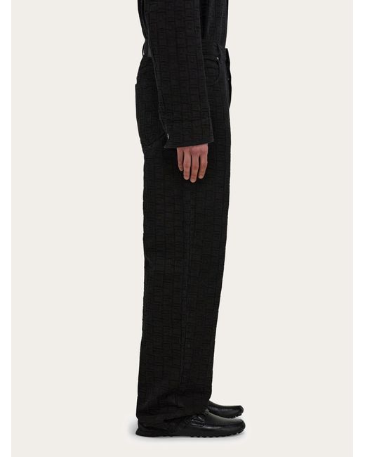 Uomo Pantalone 5 Tasche Monogram di Ferragamo in Black da Uomo