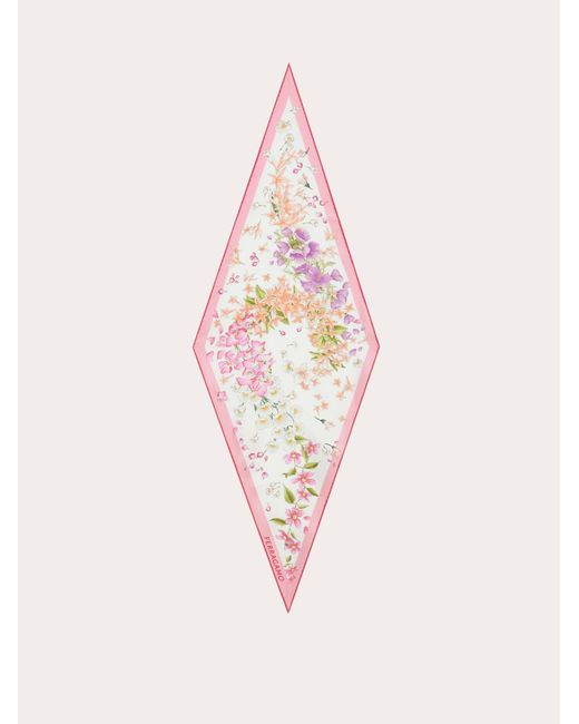 Ferragamo Pink Spring Print Diamond Scarf