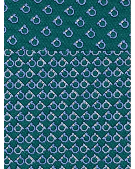 Ferragamo Blue Gancini Square Print Silk Tie for men