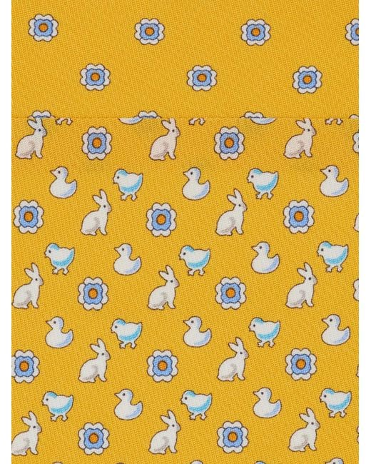 Ferragamo Yellow Charms Print Silk Tie for men