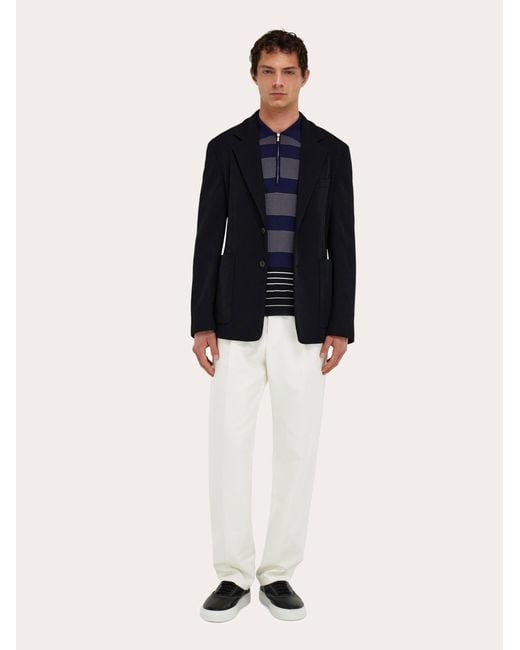 Ferragamo Blue Single Breasted Jersey Blazer for men