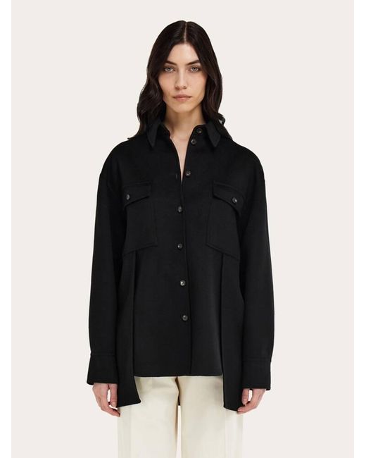 Ferragamo Blue Mixed Cashmere Overshirt
