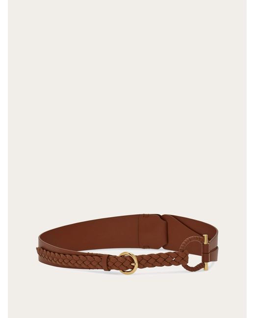 Ferragamo Brown Covered Gancini Fixed Belt