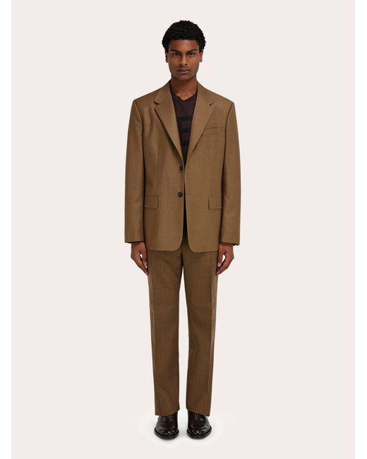 Ferragamo Brown Single Breasted Flannel Blazer for men
