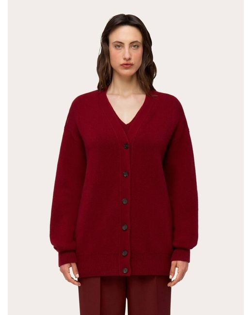 Ferragamo Red Oversize Cashmere Cardigan