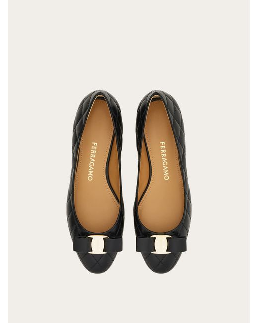 Ferragamo Black Quilted Varina Ballet Flat
