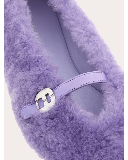 Ferragamo Purple Fluffy Ballet Flat .5