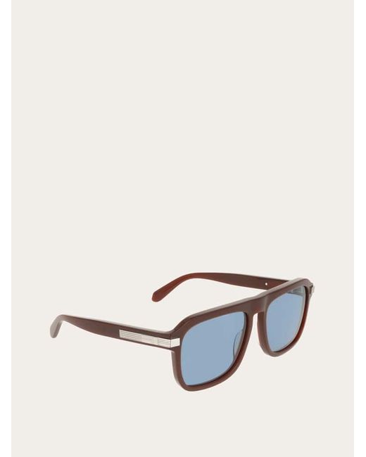 Ferragamo Blue Rectangular Frame Sunglasses for men