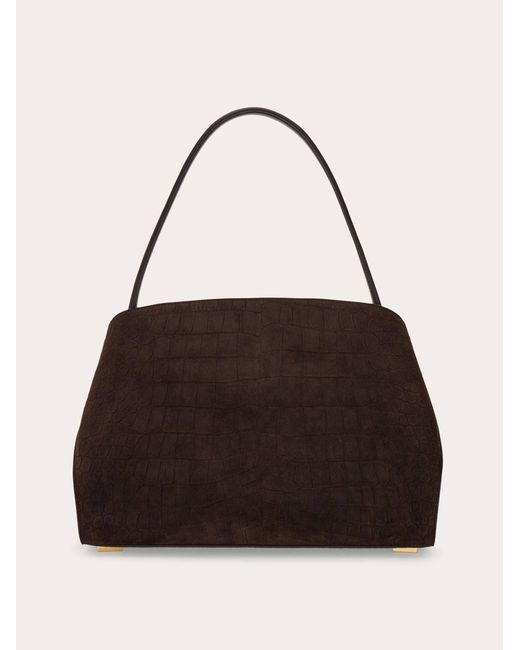 Ferragamo Black Hug Soft Shoulder Bag (M)