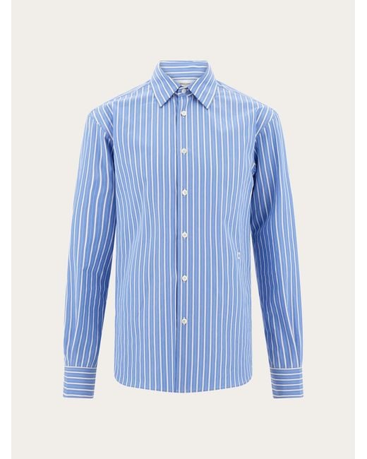 Ferragamo Blue Poplin Shirt for men