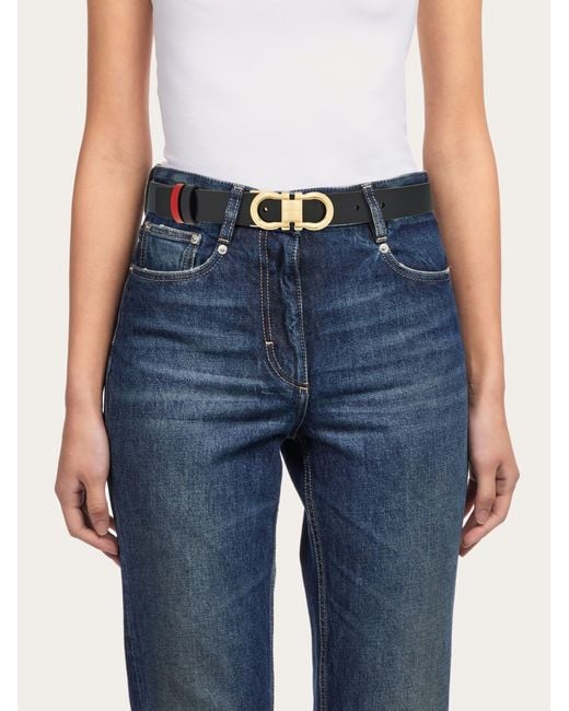 Ferragamo White Reversible And Adjustable Gancini Belt