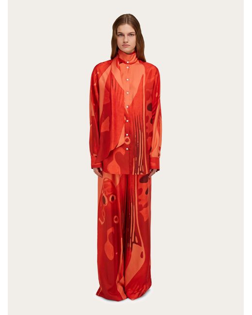 Mujer Camisa Con Lazo Rojo Ferragamo de color Red