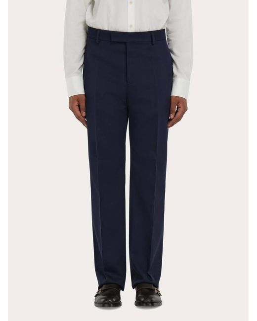 Ferragamo Blue Wide Leg Chevron Trouser for men