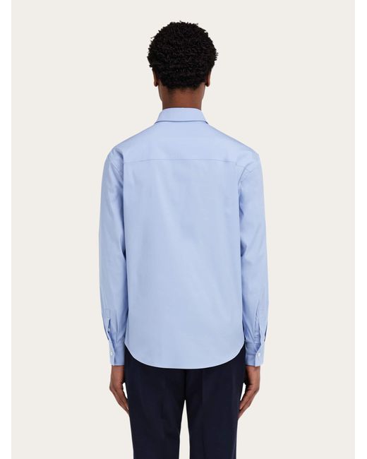 Ferragamo Blue Shirt With Micro Print for men