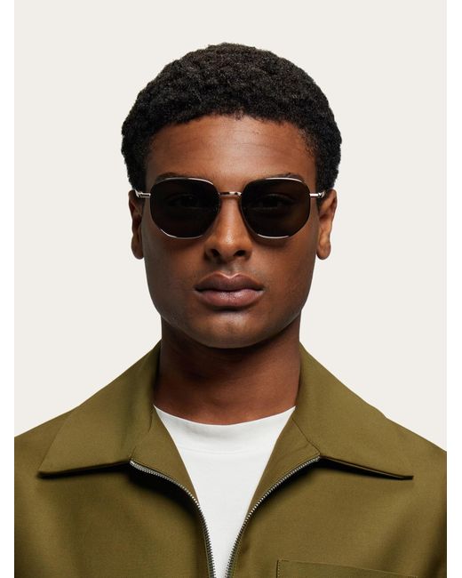 Ferragamo Green Rectangular Frame Sunglasses for men