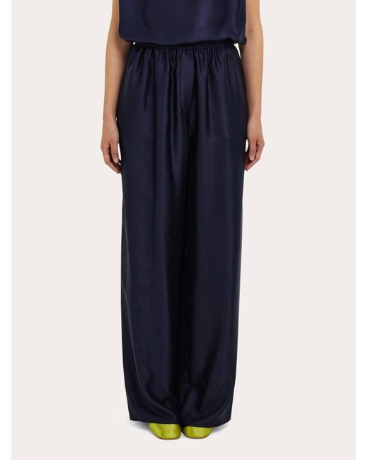 Ferragamo Blue Silk Trouser