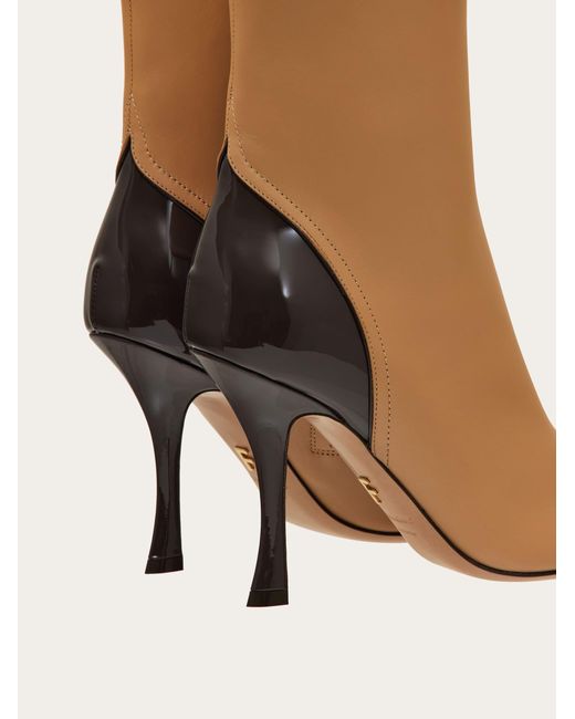 Ferragamo White Ankle Boot With Contrasting Inlays